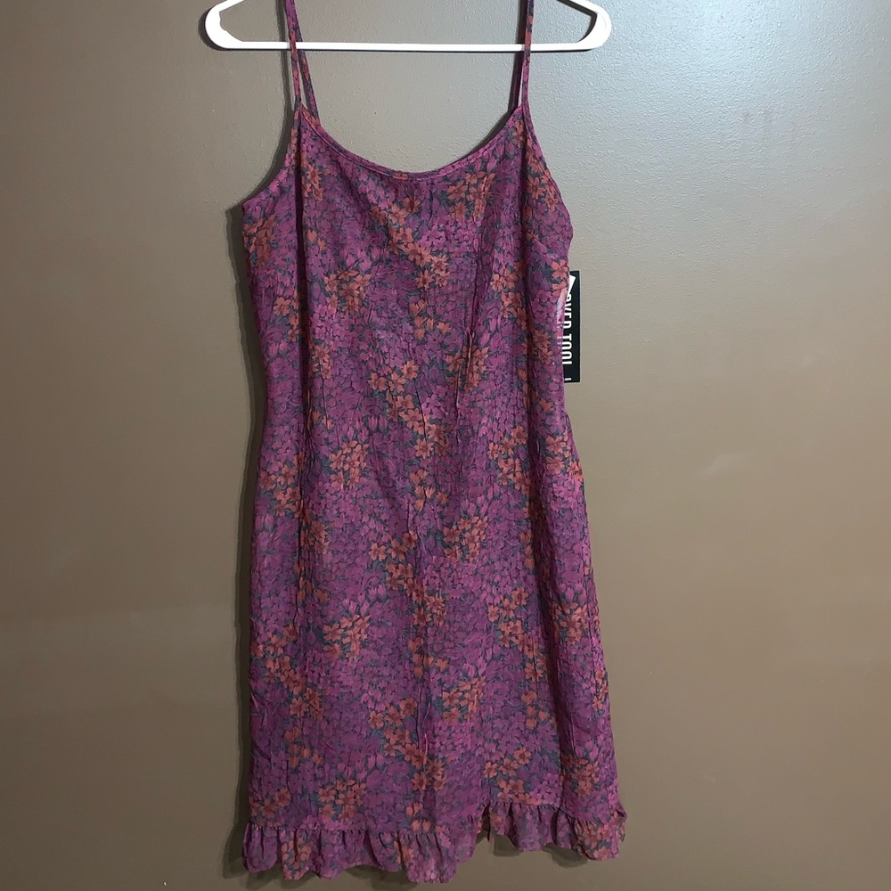 Super cute purple floral sheer slip dress